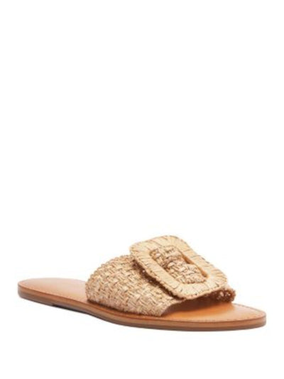 SCHUTZ Womens Beige Woven Buckle Accent Cinna Open Toe Slip On Slide Sandals Shoes 7 B