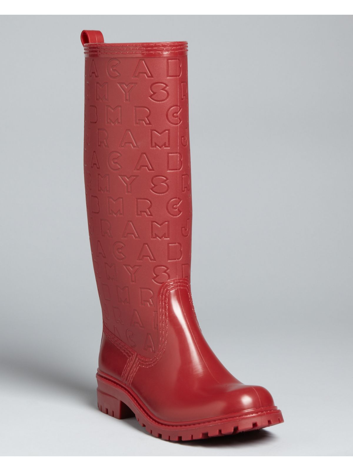 MARC BY MARC JACOBS Womens Red Logo Padded Lug Sole Round Toe Block Heel Rain Boots 39