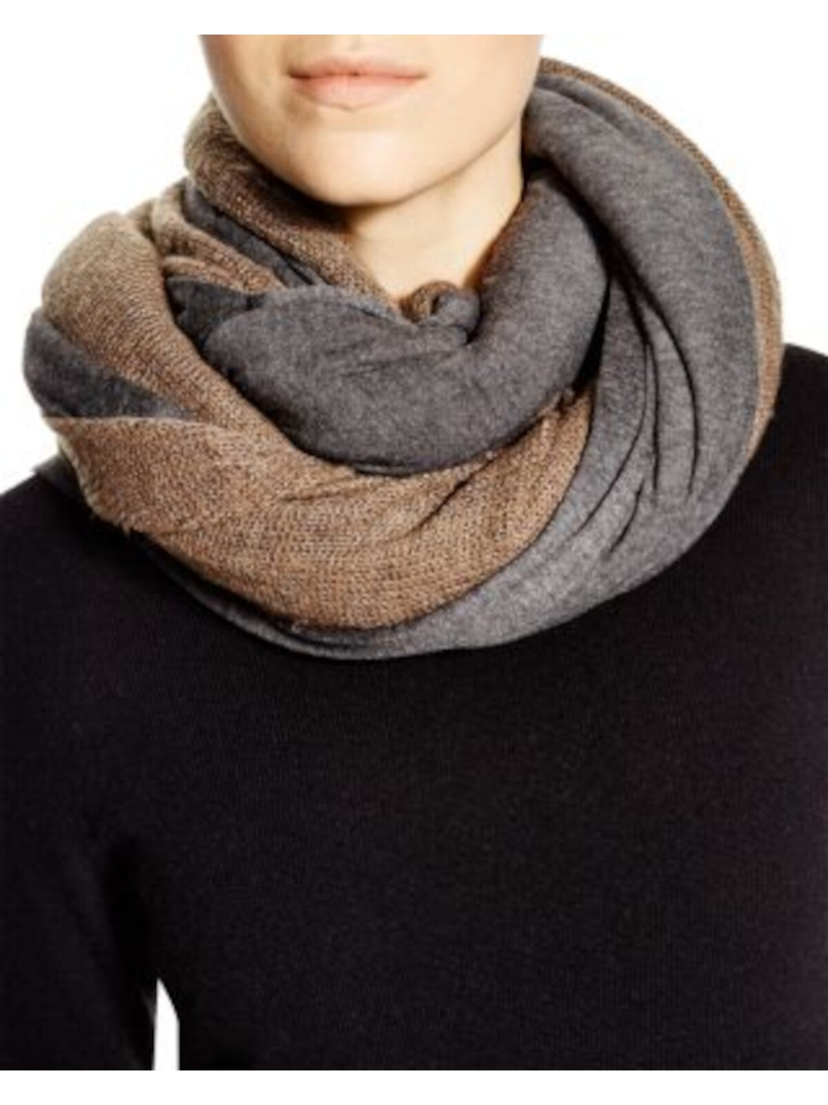 DONNI CHARM Womens Beige Cotton Mixed Media Colorblock Neckwarmer Scarf