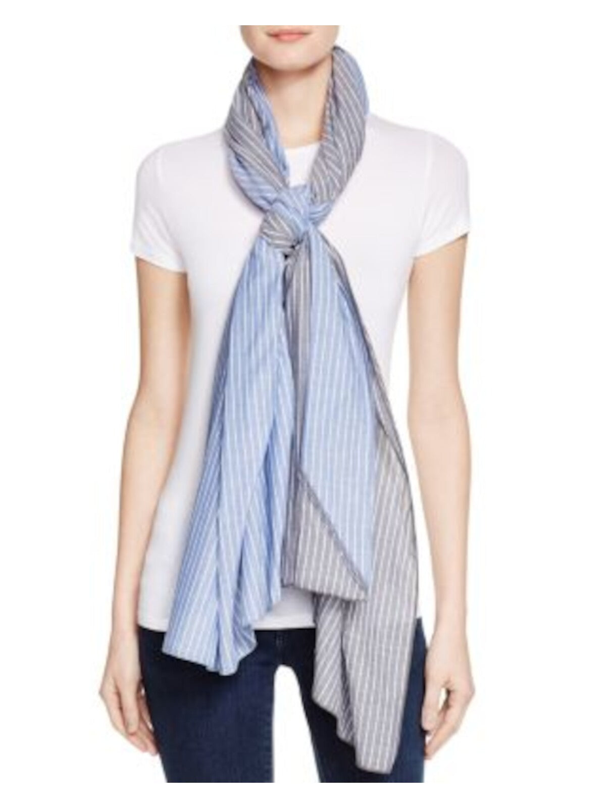 DONNI CHARM Womens Blue Cotton Striped Lightweight Scarf