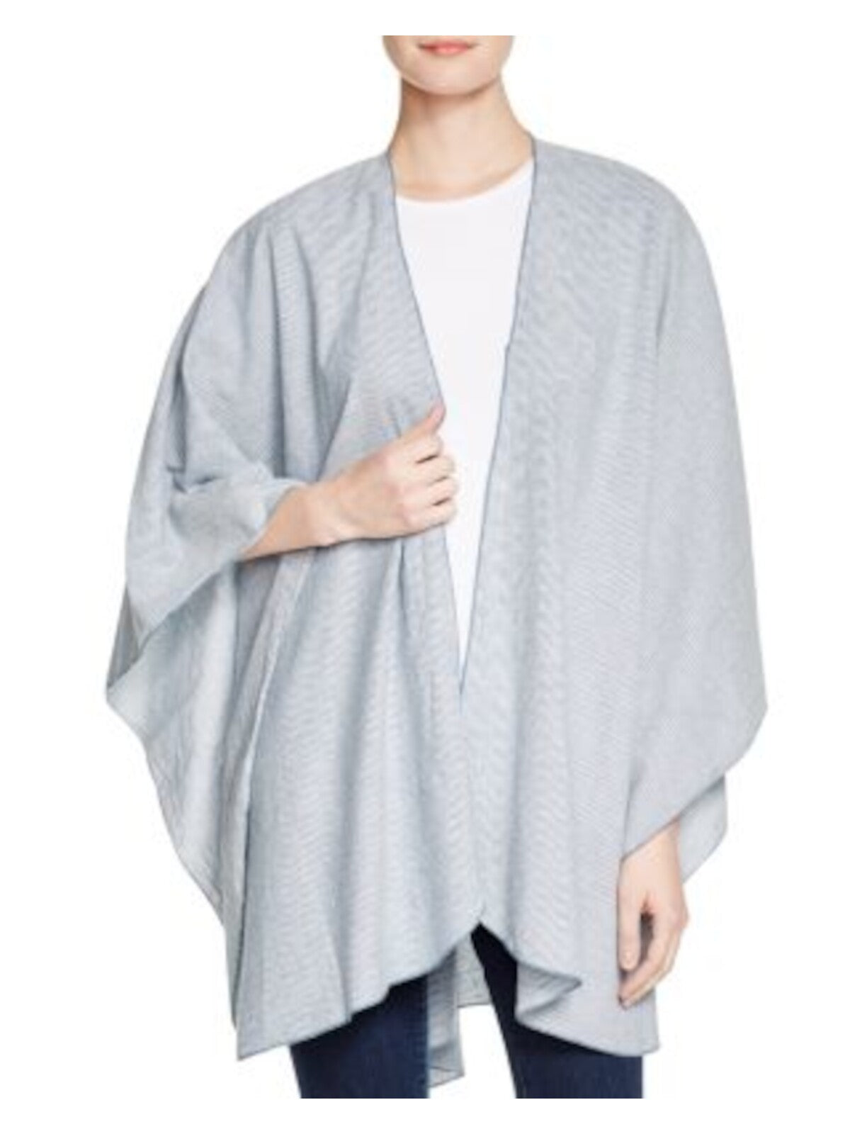 DONNI CHARM Womens Blue Striped Short Sleeve Open Front Cardigan N/A ONE SIZE