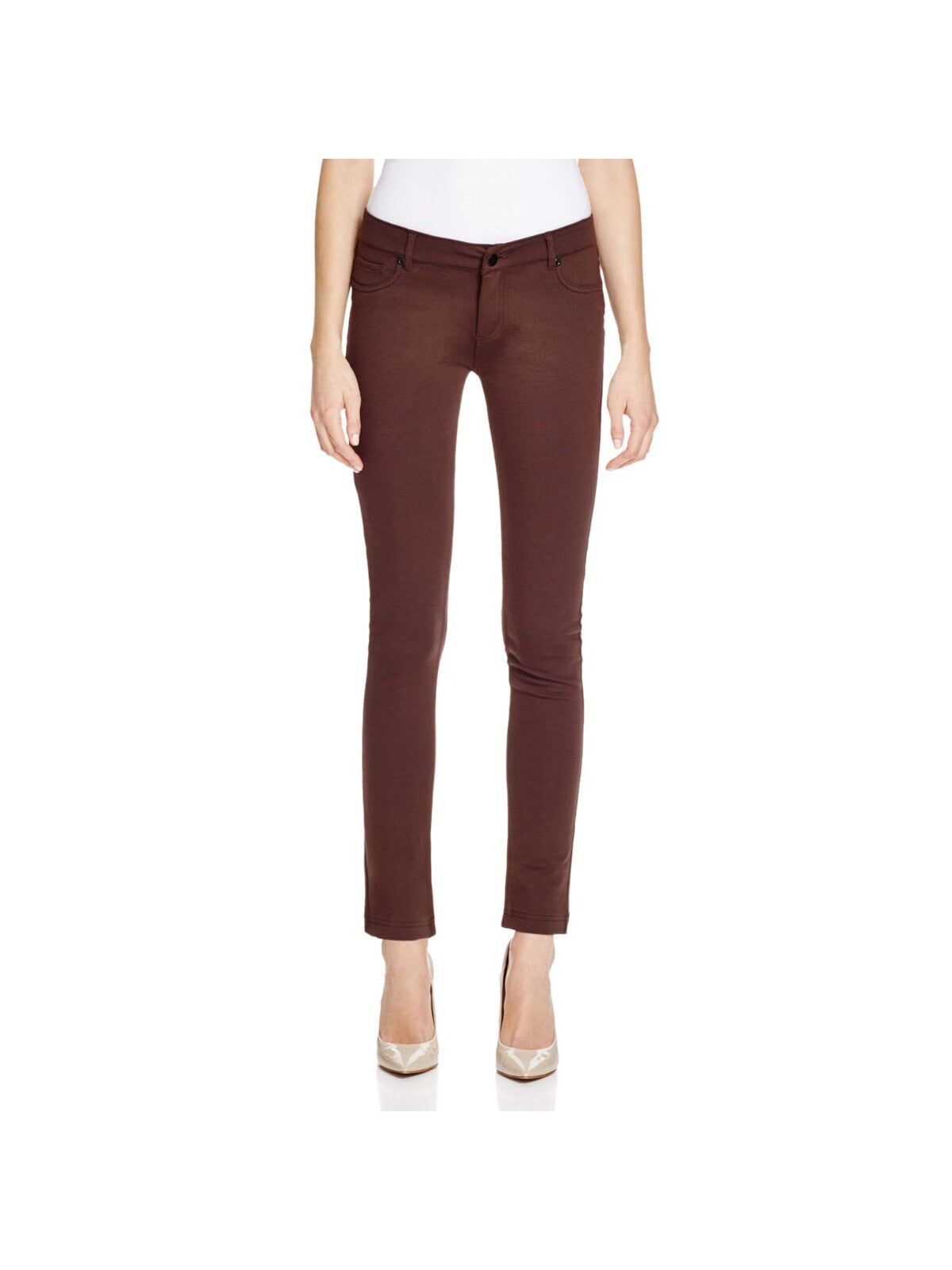 JW JASH WORLD Womens Burgundy Stretch Zippered Pocketed Skinny Pants S