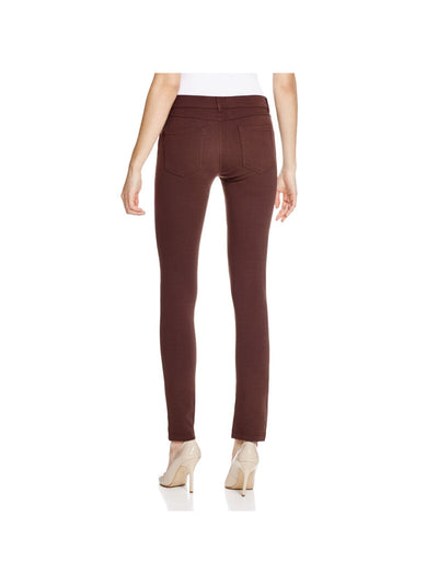 JW JASH WORLD Womens Burgundy Stretch Zippered Pocketed Skinny Pants M