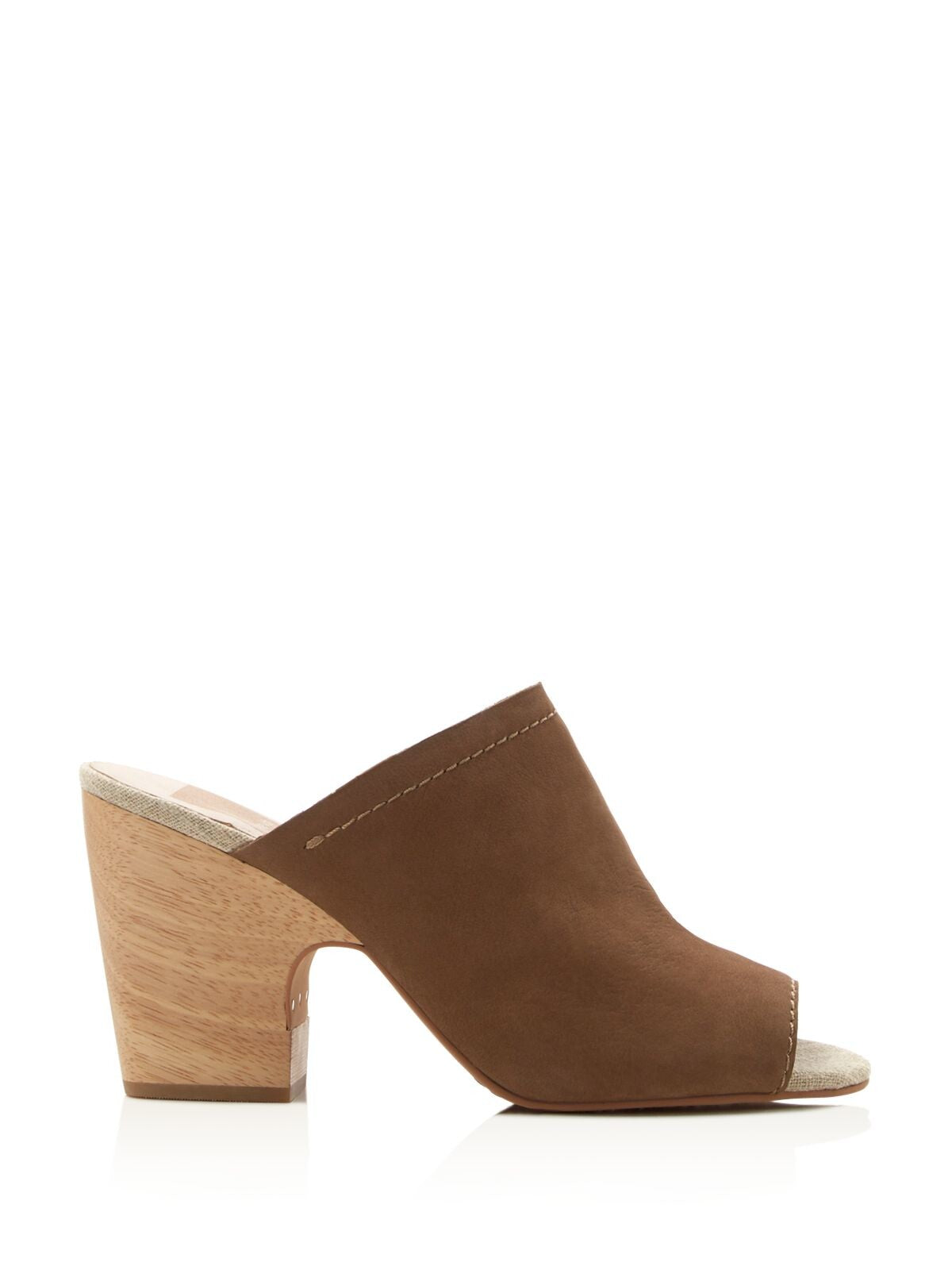 DOLCE VITA Womens Brown Elastic Goring Padded Comfort Tegan Peep Toe Block Heel Slide Leather Heeled Mules Shoes 11