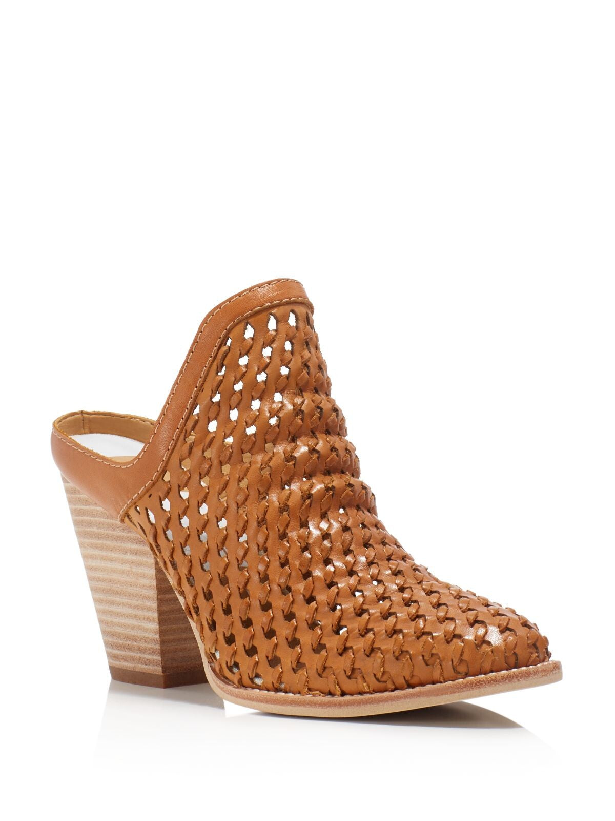DOLCE VITA Womens Beige Woven Comfort Hudson Round Toe Block Heel Slip On Leather Heeled Mules Shoes 7