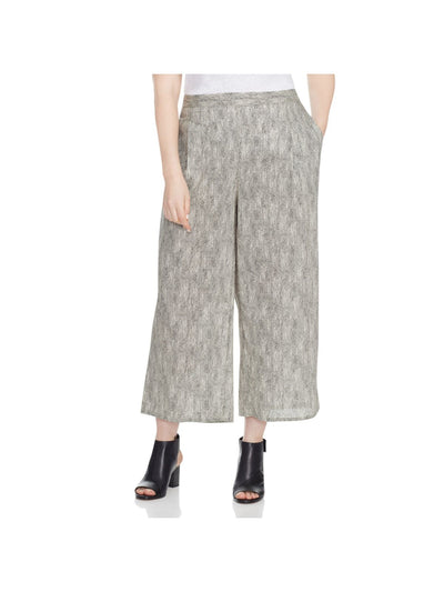 EILEEN FISHER Womens Beige Pocketed Pleated Wide Leg Printed Wear To Work Cropped Pants Plus 1X