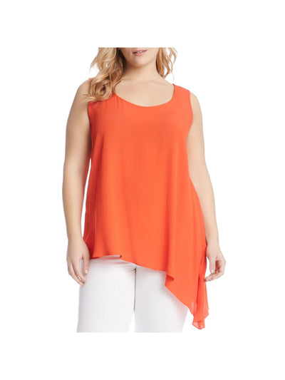 KAREN KANE Womens Orange Sleeveless Scoop Neck Tank Top Plus 3X