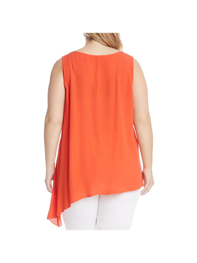 KAREN KANE Womens Orange Sleeveless Scoop Neck Tank Top Plus 3X