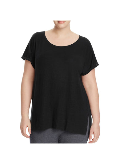 LYSSE Womens Black Stretch Short Sleeve Scoop Neck T-Shirt Plus 2X