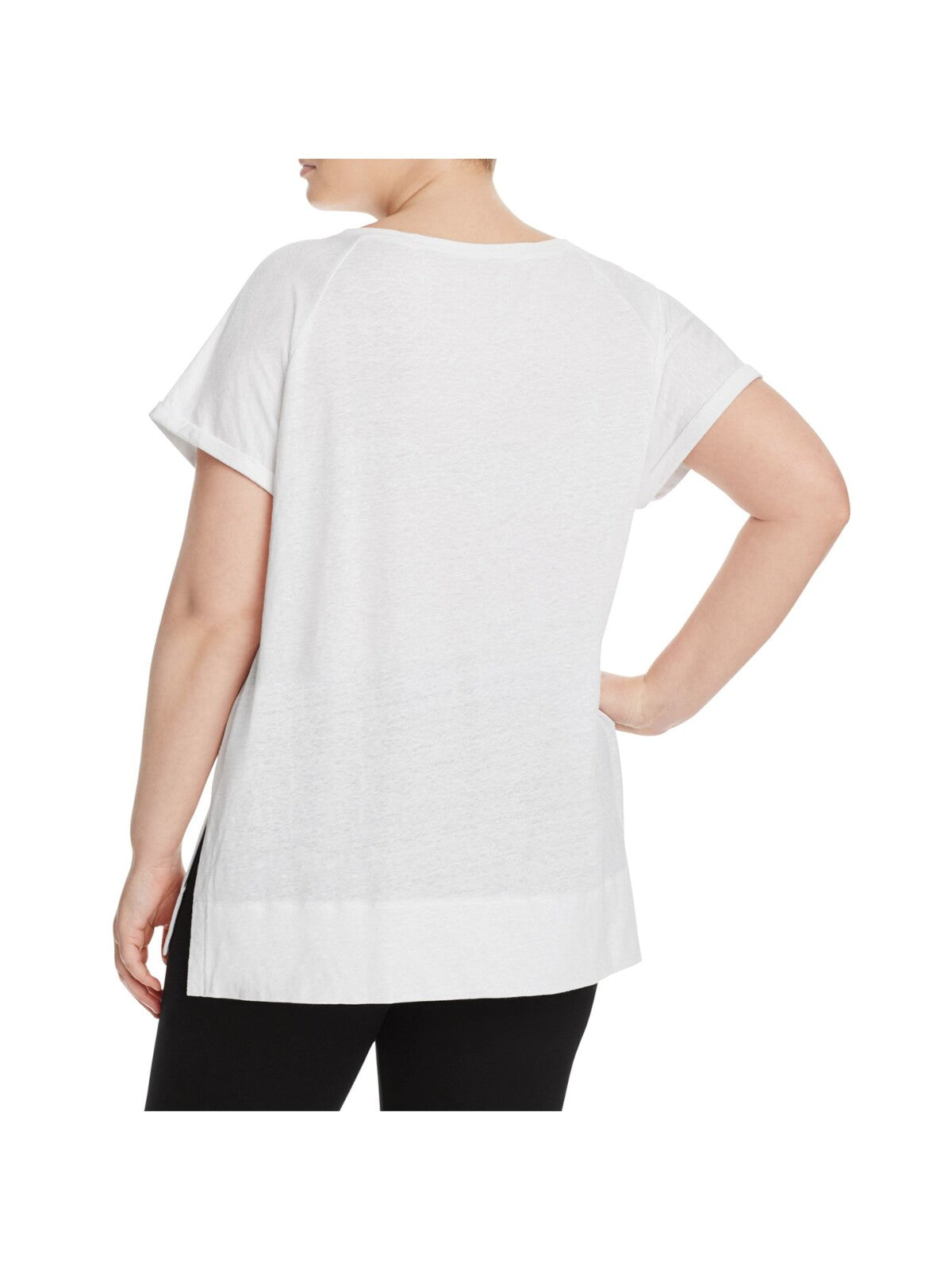 LYSSE Womens White Stretch Short Sleeve Scoop Neck T-Shirt Plus 1X