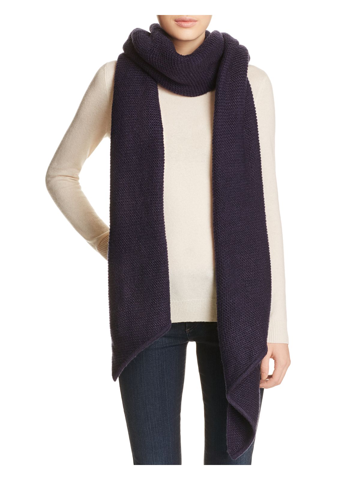 REBECCA MINKOFF Womens Navy Acrylic Knitted Winter Scarf