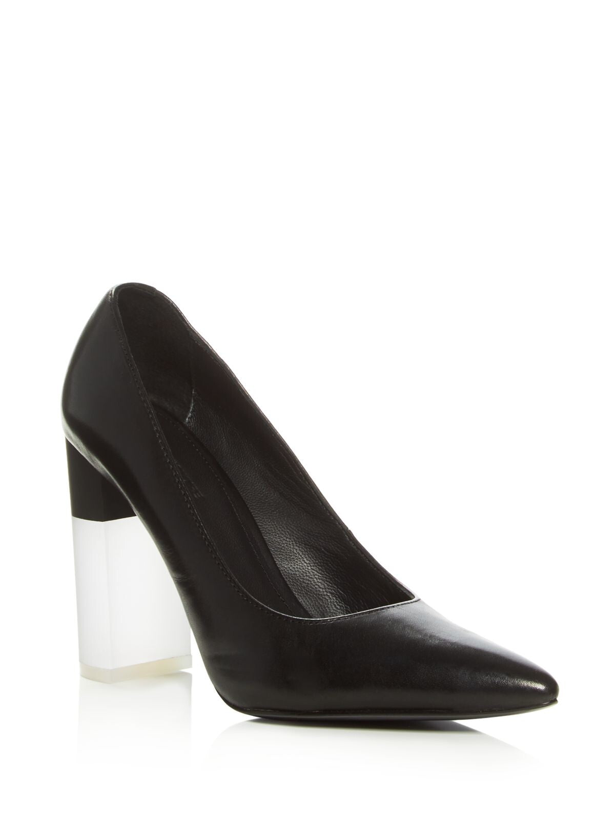 POUR LA VICTOIRE Womens Black Translucent Comfort Callista Pointed Toe Block Heel Slip On Leather Dress Pumps Shoes 10 M