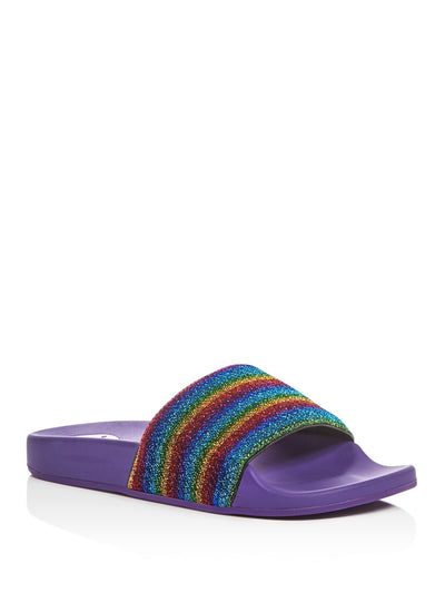 MARC JACOBS Womens Purple Striped Comfort Cooper Round Toe Platform Slip On Slide Sandals Shoes 39