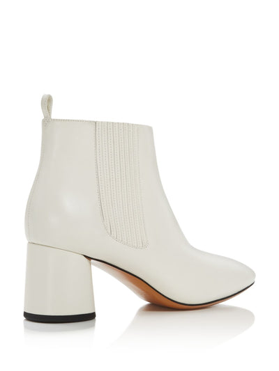 MARC JACOBS Womens Ivory Chelsea Goring Padded Rocket Square Toe Block Heel Leather Heeled Boots 38