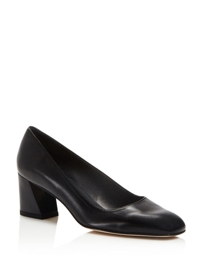 STUART WEITZMAN Womens Black Padded Marymid Square Toe Flare Slip On Leather Dress Pumps Shoes 6.5 M