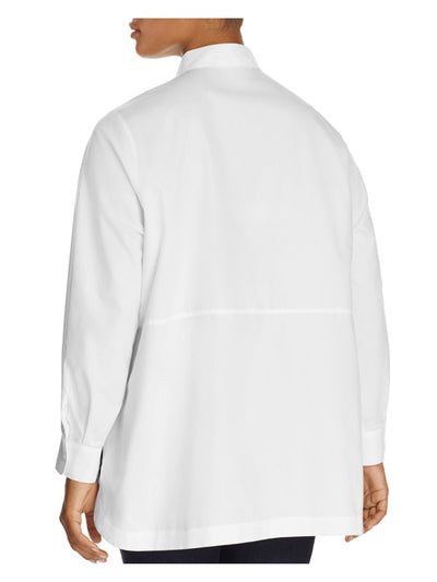FOXCROFT Womens White Non Iron Cuffed Sleeve Collared Wear To Work Tunic Top Plus 16W