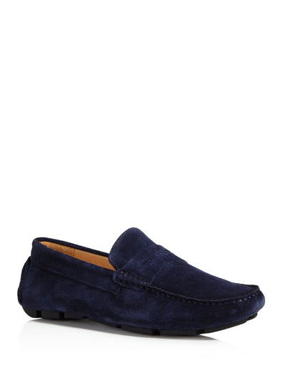 THE MENS STORE Mens Navy Cushioned Penny Driver Round Toe Slip On Suede Loafers Shoes 7.5 M