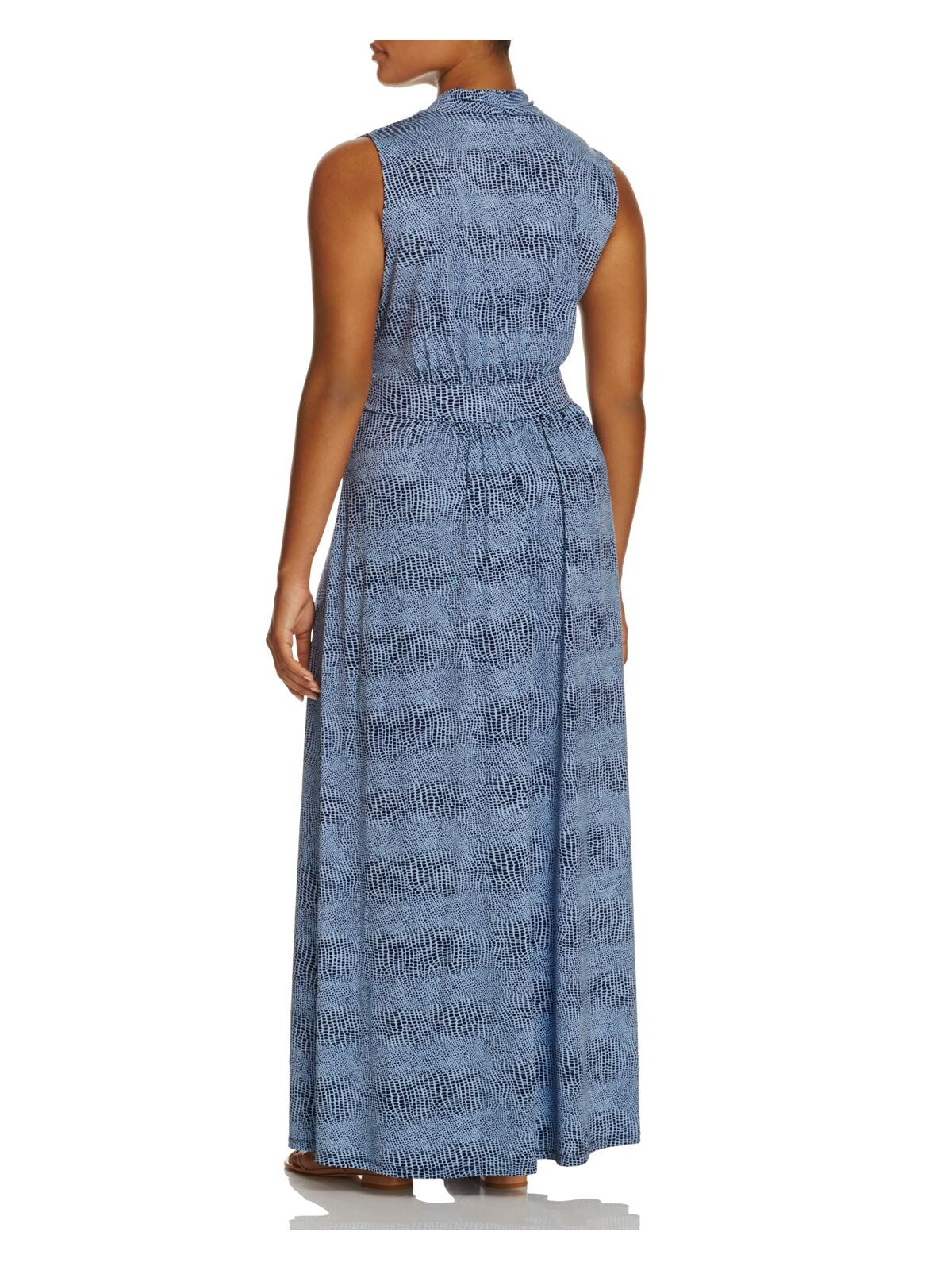 MICHAEL KORS Womens Blue Pleated Slitted Sleeveless Surplice Neckline Maxi Dress Plus 0X