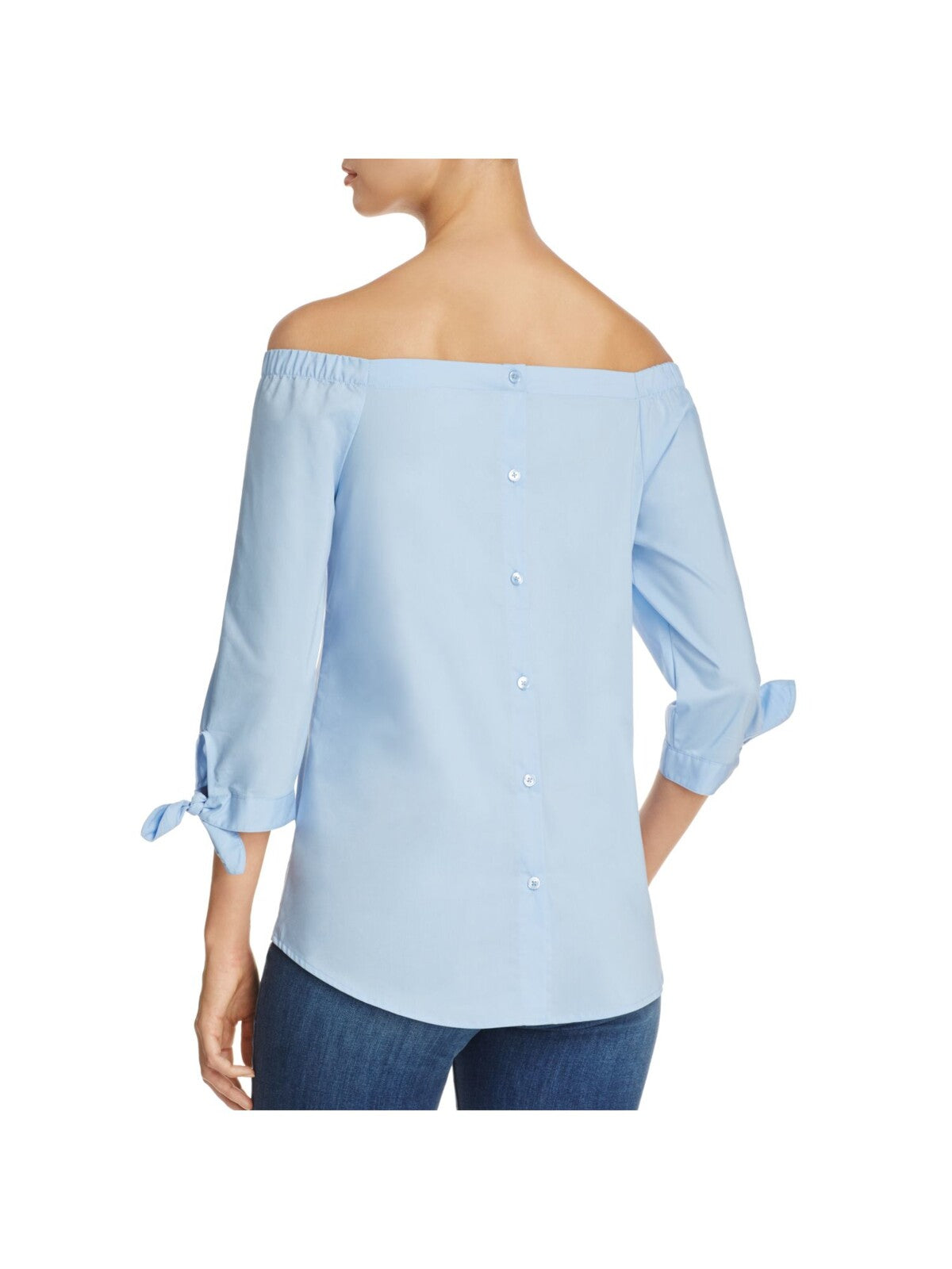 CUPIO BLUSH Womens Tie Button Down Back 3/4 Sleeve Off Shoulder Top