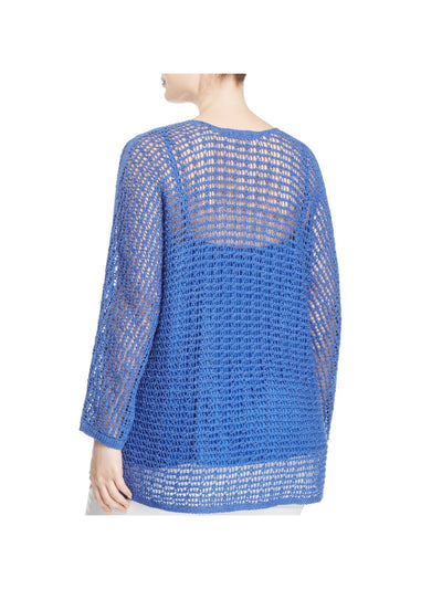 NIC+ZOE Womens Blue Long Sleeve V Neck Sweater Plus 1X