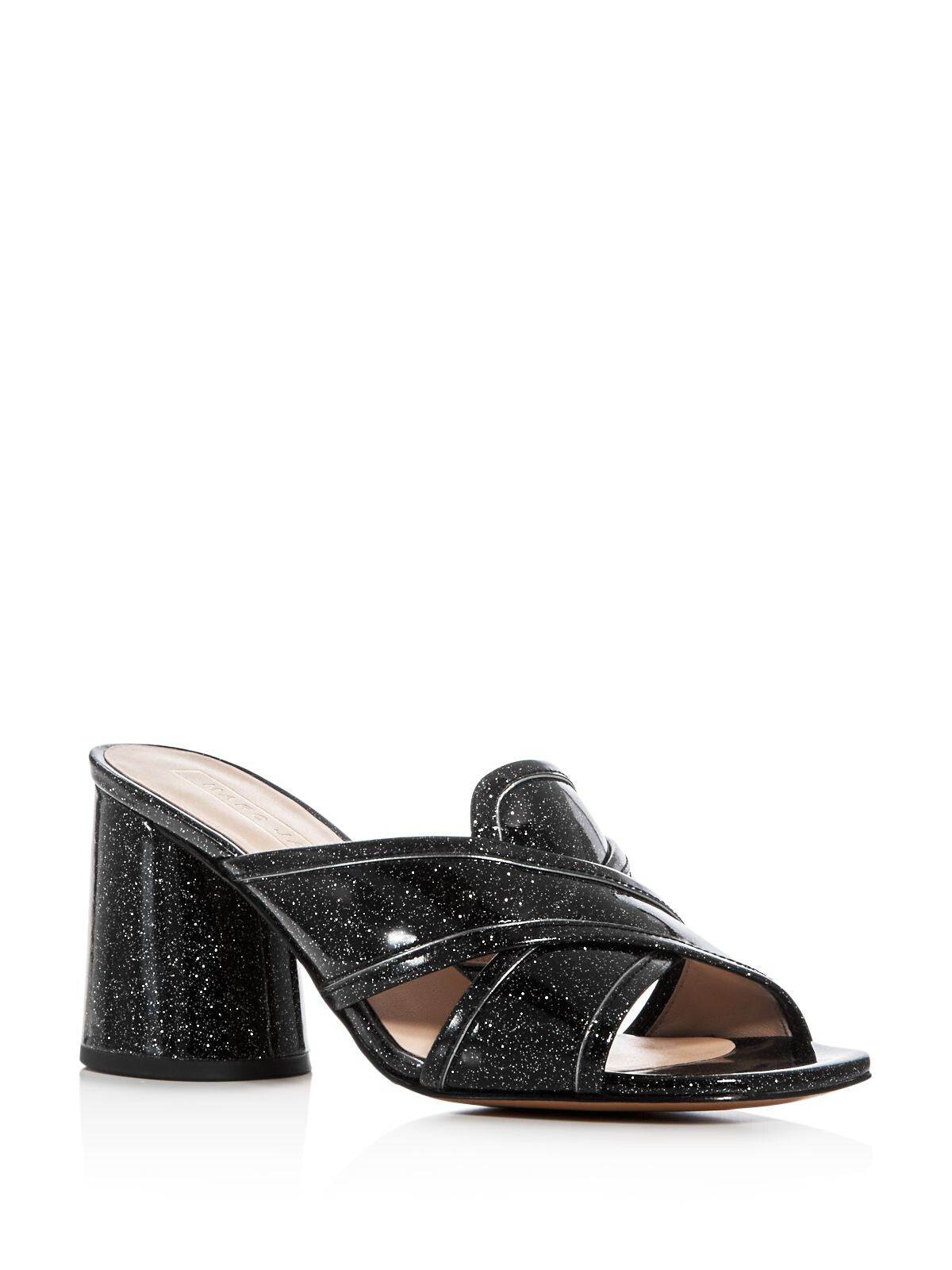 MARC JACOBS Womens Black Cutouts Glitter Aurora Square Toe Slip On Leather Dress Sandals Shoes 36