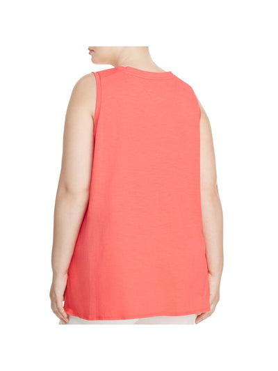 ONE A Womens Coral Sleeveless Round Neck Tank Top Plus 2X