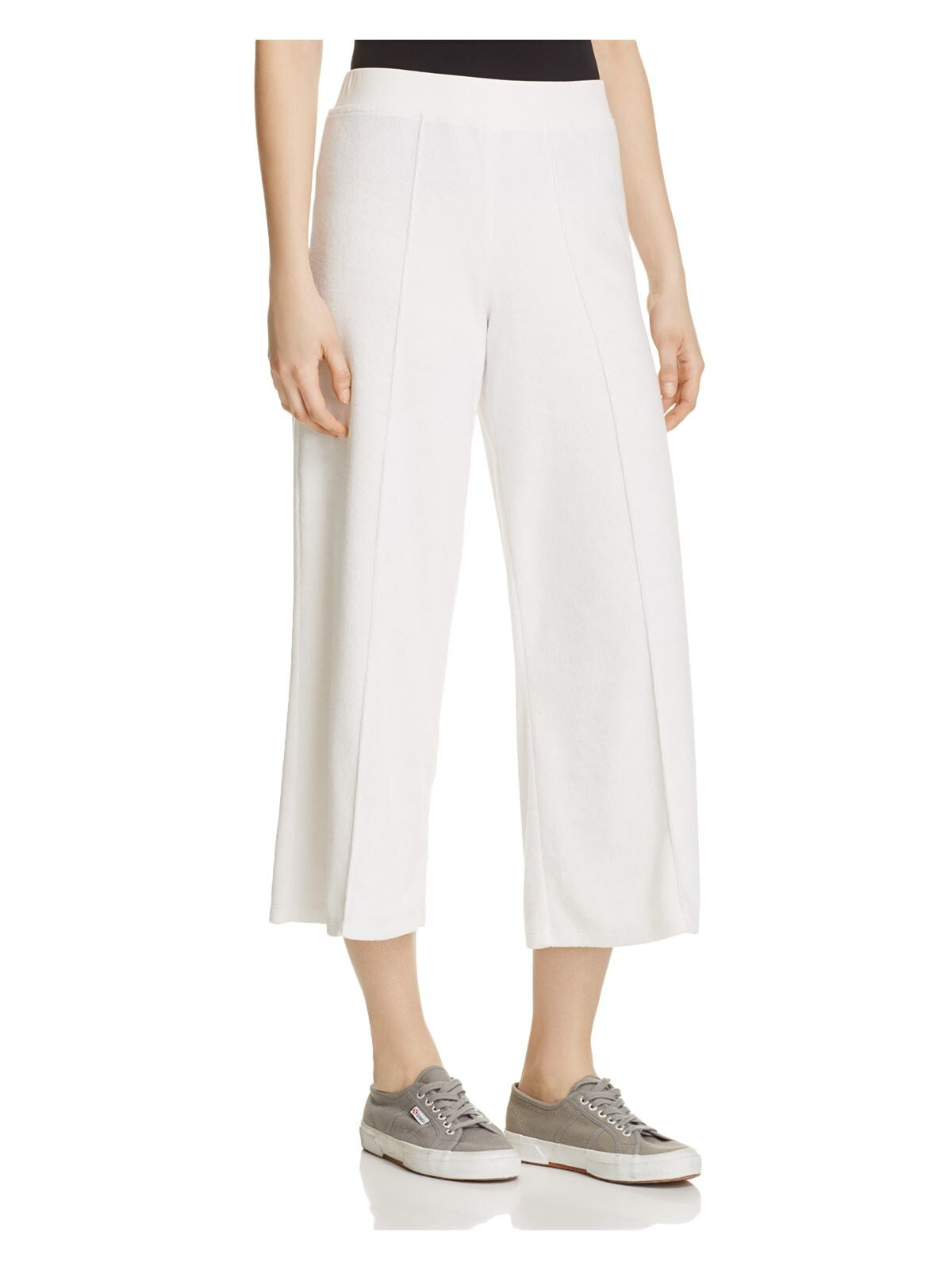 ATM Womens White Cropped Wide Leg Creased Capri Pants S