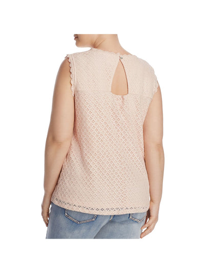 JUNAROSE Womens Pink Lace Sleeveless V Neck Top 14