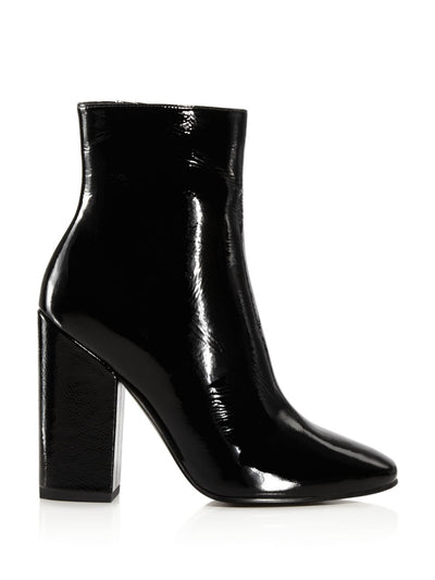 KENDALL + KYLIE Womens Black Elastic Goring Padded Comfort Haedyn Round Toe Block Heel Zip-Up Leather Booties 10 M