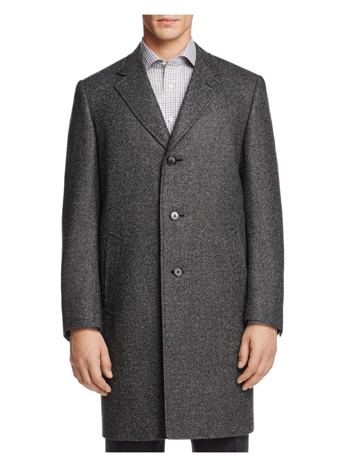 Canali Mens Gray Top Coat 50R