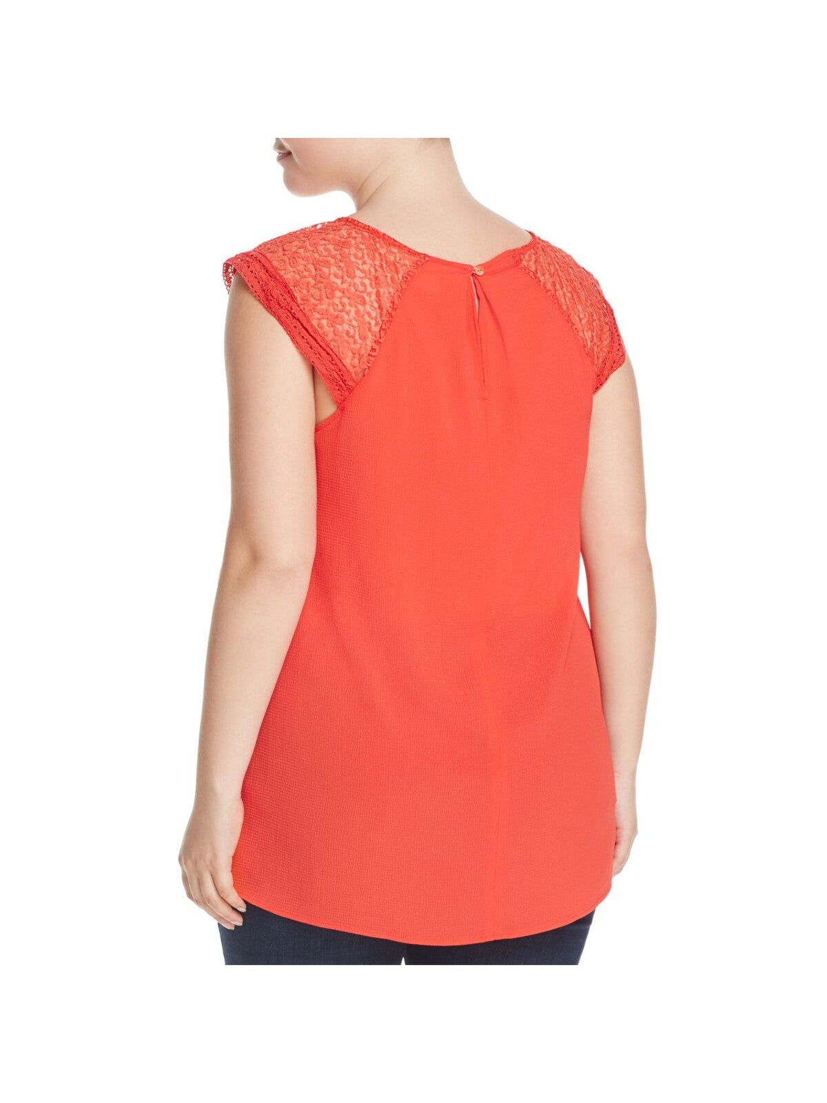 JUNAROSE Womens Lace Keyhole Back Cap Sleeve Jewel Neck Tunic Top