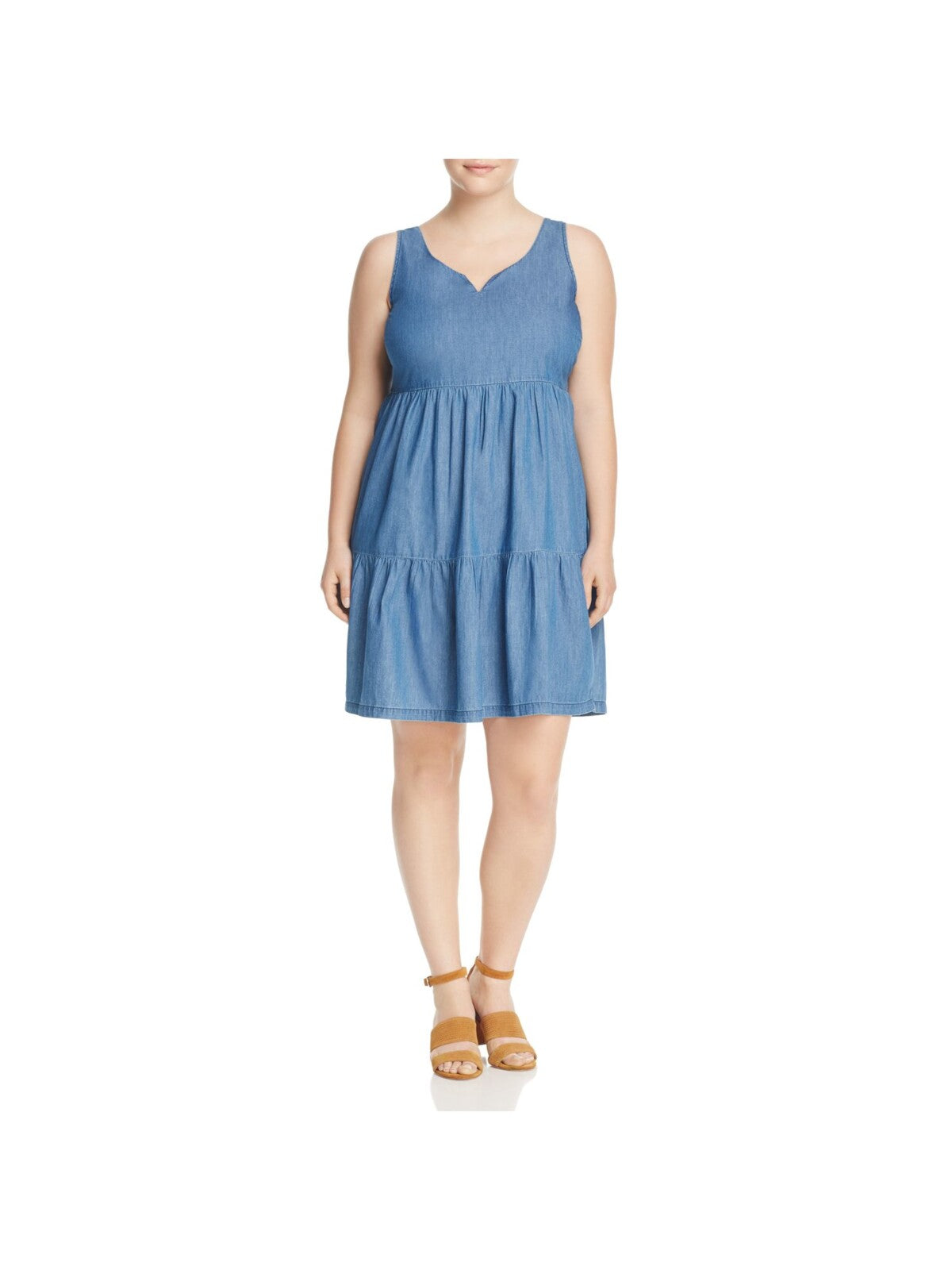 JUNAROSE Womens Blue Sleeveless V Neck Above The Knee Fit + Flare Dress 16