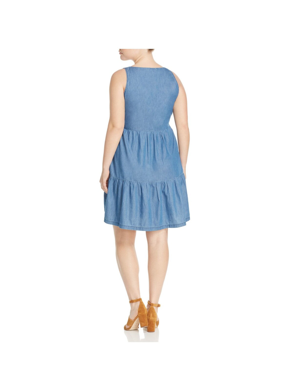 JUNAROSE Womens Blue Sleeveless V Neck Above The Knee Fit + Flare Dress 16