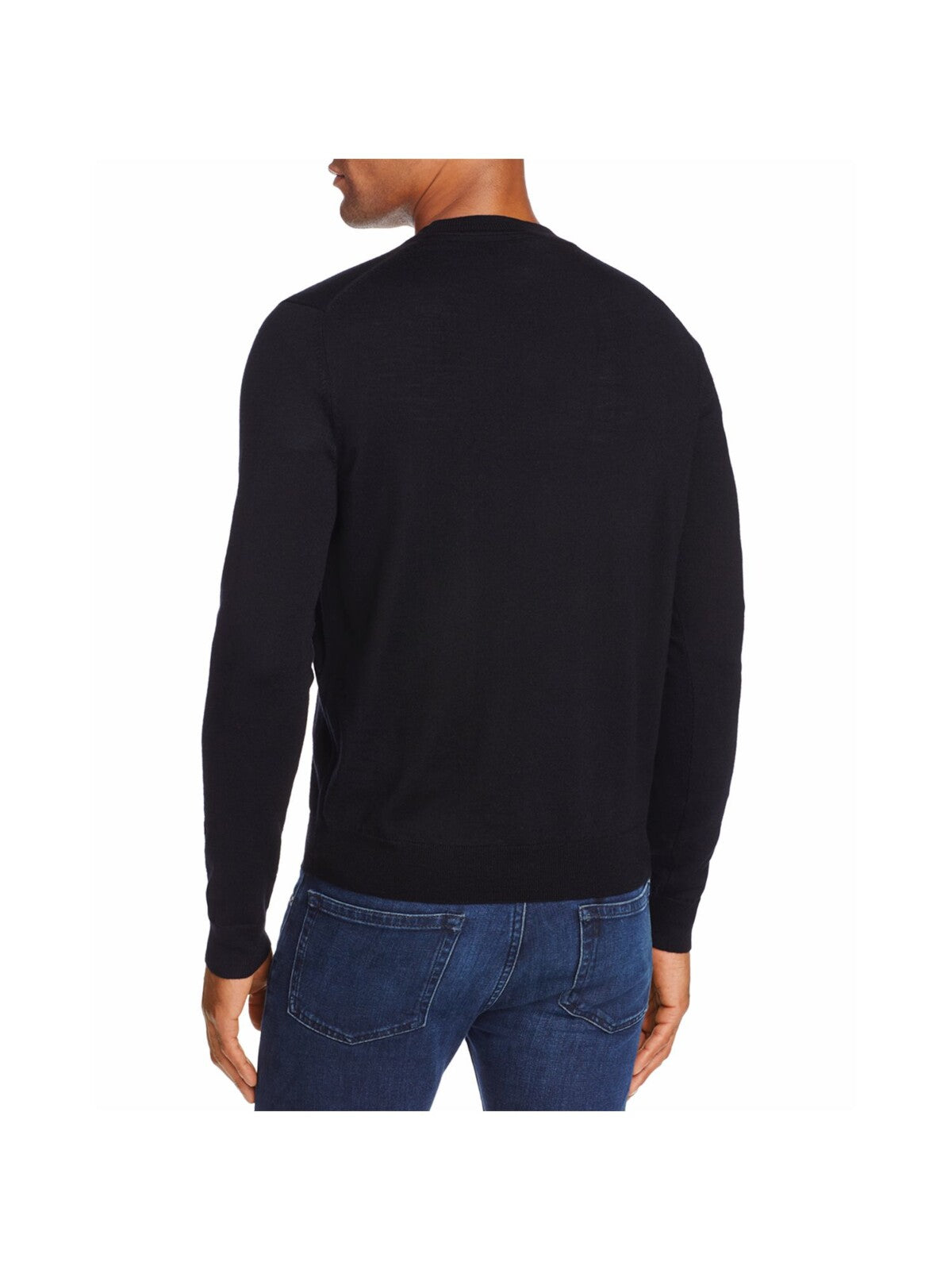 THE MENS STORE Mens Black V Neck Merino Blend Pullover Sweater S