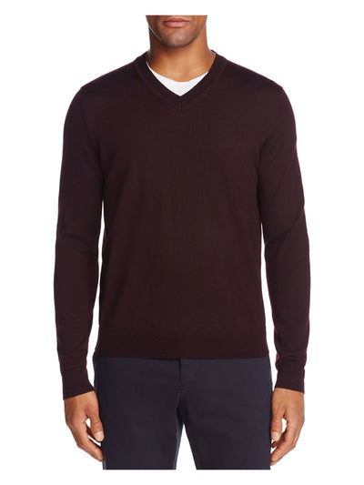 THE MENS STORE Mens Brown V Neck Merino Blend Pullover Sweater S