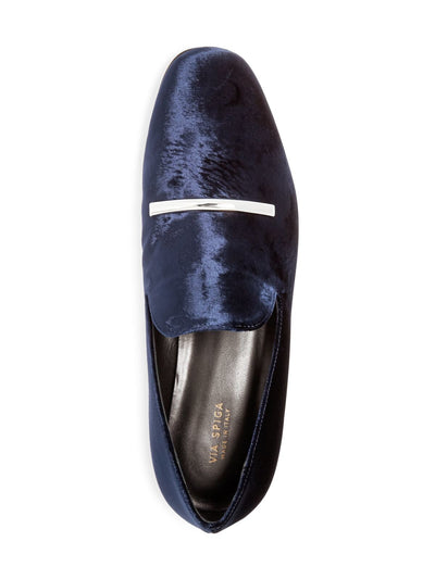 VIA SPIGA Womens Blue Padded Metallic Tallis Square Toe Slip On Dress Loafers Shoes 10 M