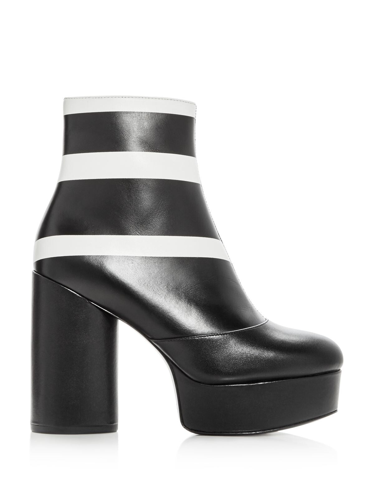 MARC JACOBS Womens Black Striped 1-1/2" Platform Comfort Amber Round Toe Block Heel Zip-Up Leather Booties 39.5
