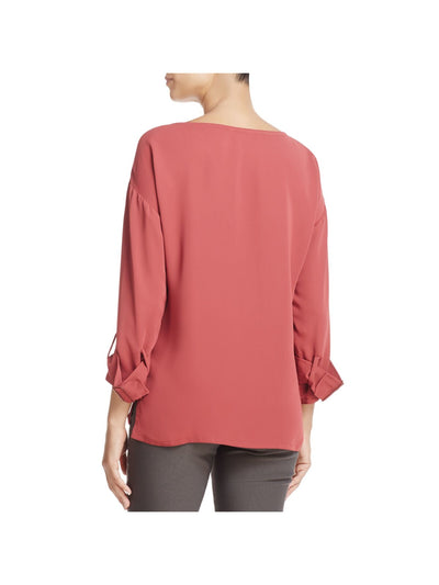 NIC+ZOE Womens Pink Slitted Buckle Cuff Long Sleeve Boat Neck Tunic Top S