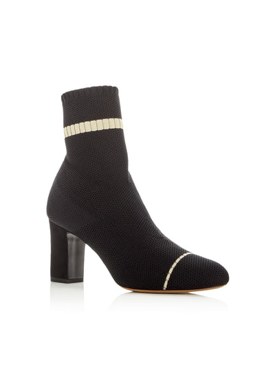 TABITHA SIMMONS Womens Black Striped Sock Stretch Comfort Anna Almond Toe Block Heel Heeled Boots 38.5