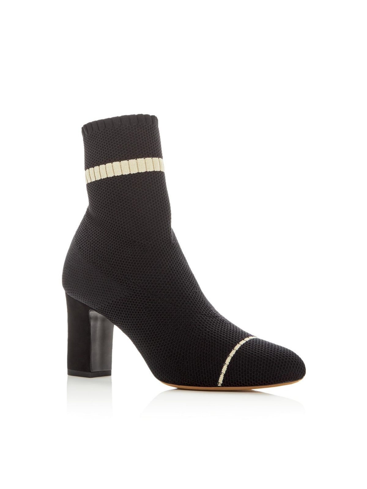 TABITHA SIMMONS Womens Black Striped Sock Stretch Comfort Anna Almond Toe Block Heel Heeled Boots 37 B