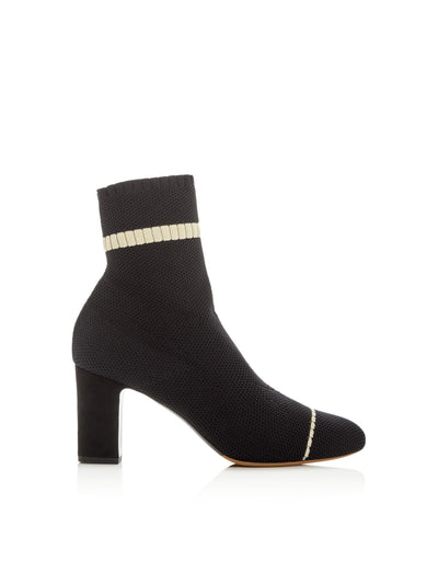 TABITHA SIMMONS Womens Black Striped Sock Stretch Comfort Anna Almond Toe Block Heel Heeled Boots 37 B