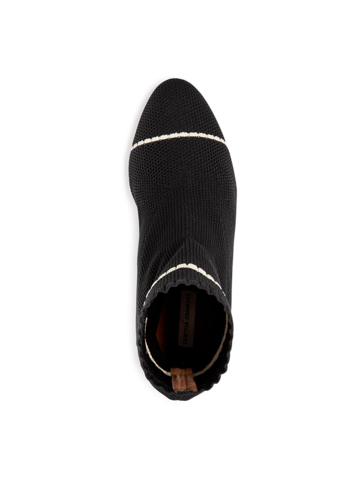 TABITHA SIMMONS Womens Black Striped Sock Stretch Comfort Anna Almond Toe Block Heel Heeled Boots 38.5