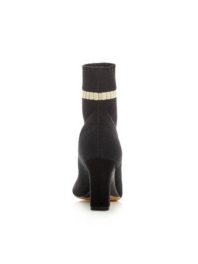 TABITHA SIMMONS Womens Black Striped Sock Stretch Comfort Anna Almond Toe Block Heel Heeled Boots 38