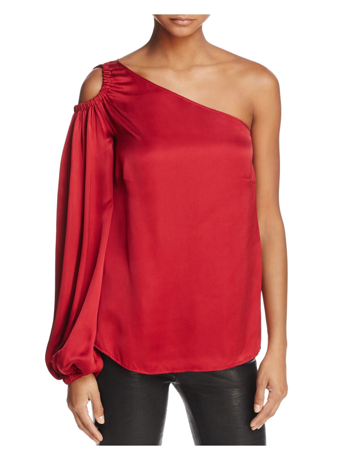 ELIZABETH AND JAMES Womens Red Long Sleeve Asymmetrical Neckline Top 8