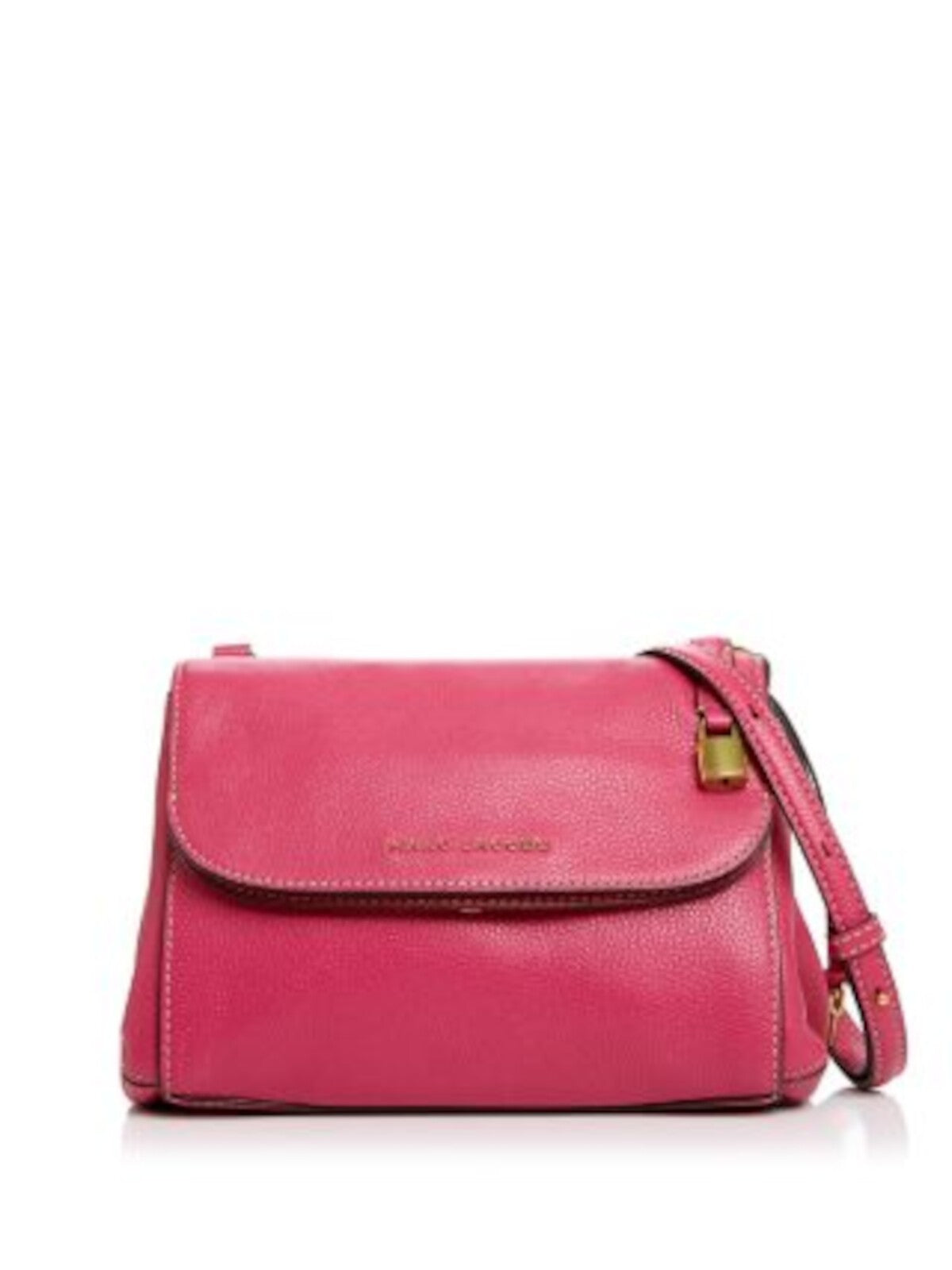 MARC JACOBS Women's Pink Solid Decorative Padlock Contrast Stitching Adjustable Strap Crossbody Handbag Purse