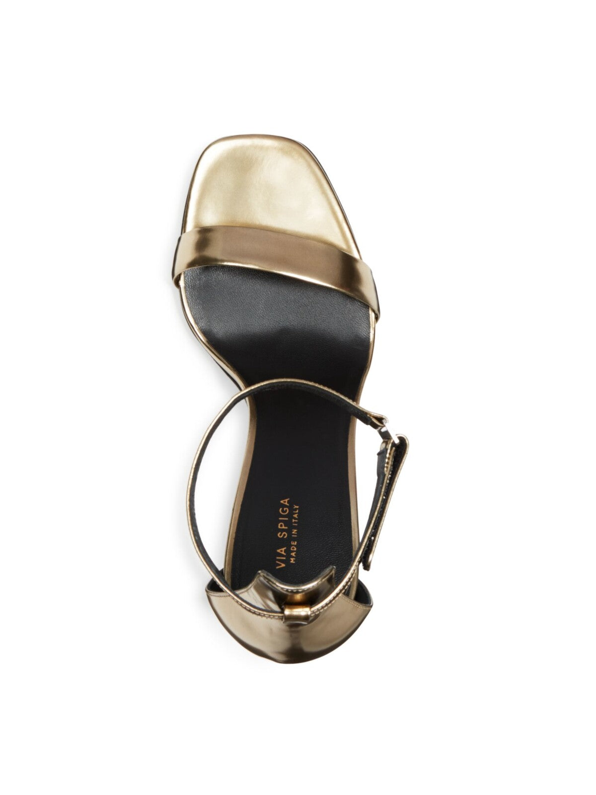 VIA SPIGA Womens Gold Glitter Heel Cushioned Faxon Square Toe Buckle Leather Dress Sandals 9.5 M