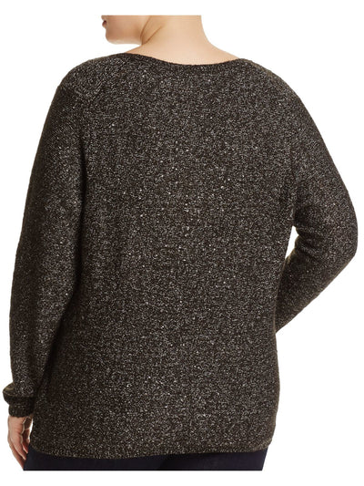 NYDJ Womens Sequined Long Sleeve Scoop Neck Sweater