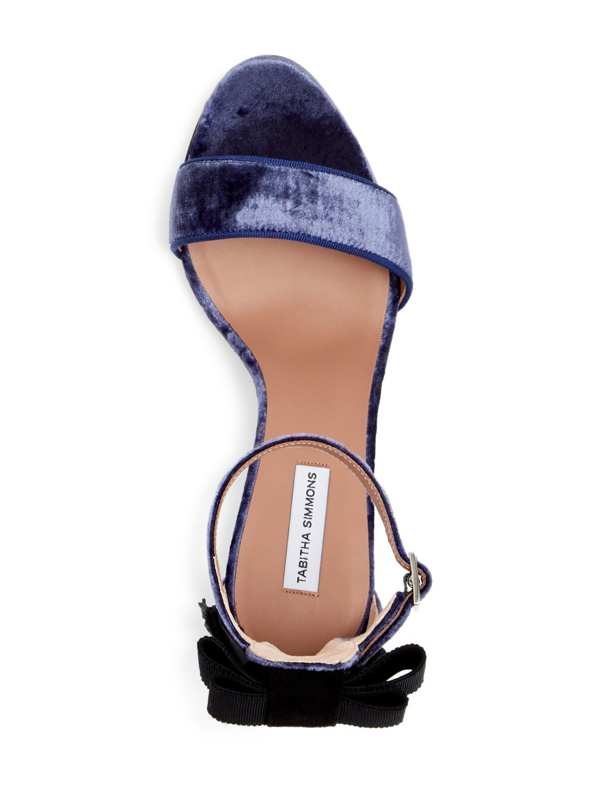 TABITHA SIMMONS Womens Navy Velvet Bow Accent Tasseled Frances Almond Toe Stiletto Buckle Dress Sandals Shoes 37.5