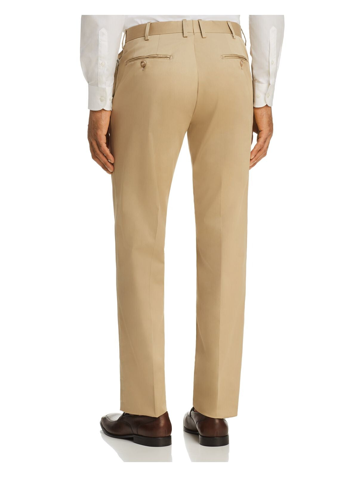 The Mens store Mens Beige Flat Front, Tapered, Regular Fit Cotton Blend Suit Separate Pants 42R