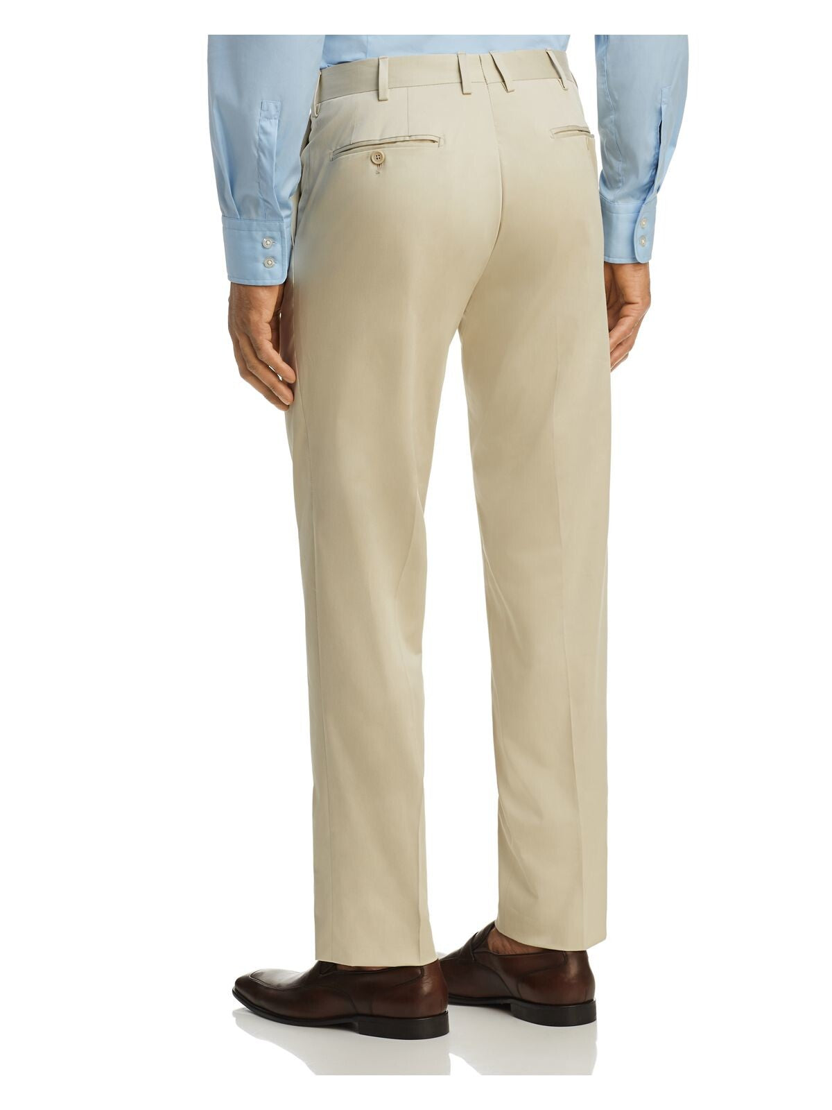 THE MENS STORE Mens Beige Flat Front, Tapered, Classic Fit Stretch Suit Separate Pants W44